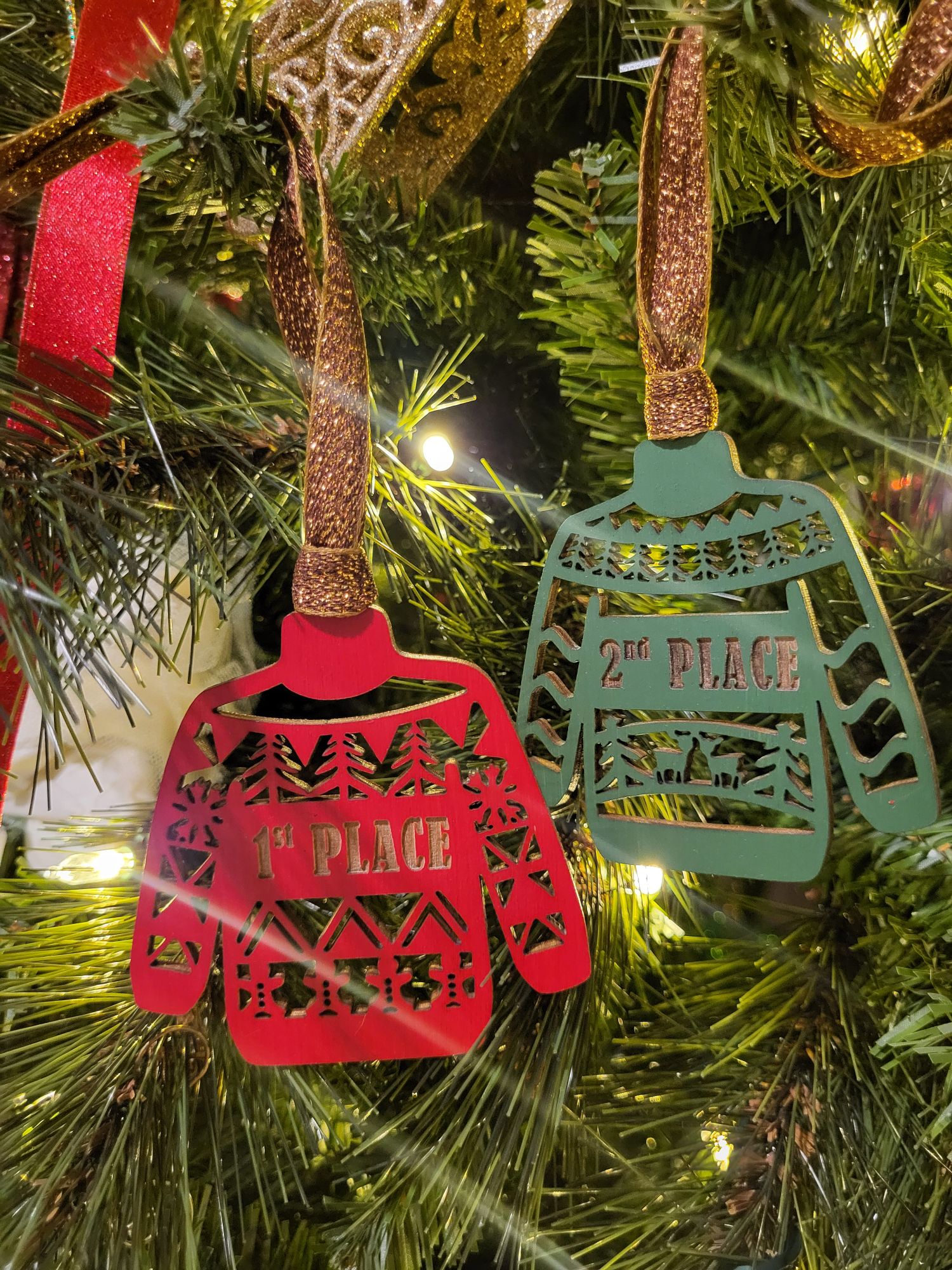 wood Christmas ornament medal